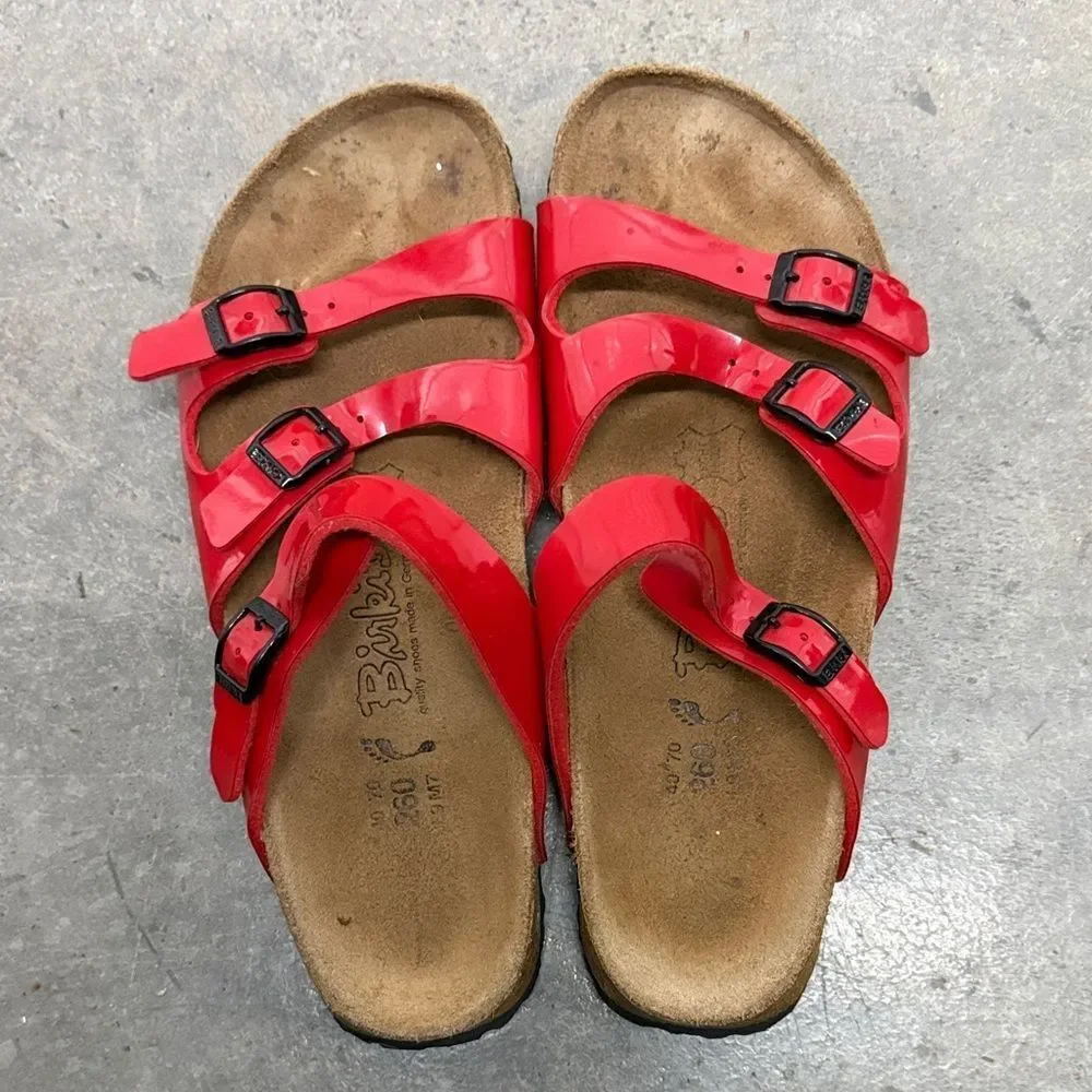 Birkenstock Kids Red Triple Strap Sandals